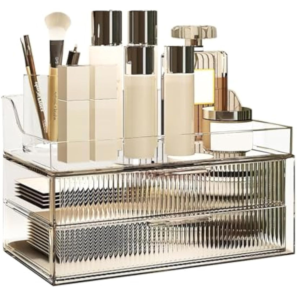 DASITON Clear Makeup Organizer | 2-Layer Dustproof Cosmetic Storage Box