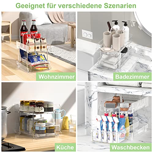 Polegas Clear Acrylic Kitchen Organiser - Extendable Under Sink Storage