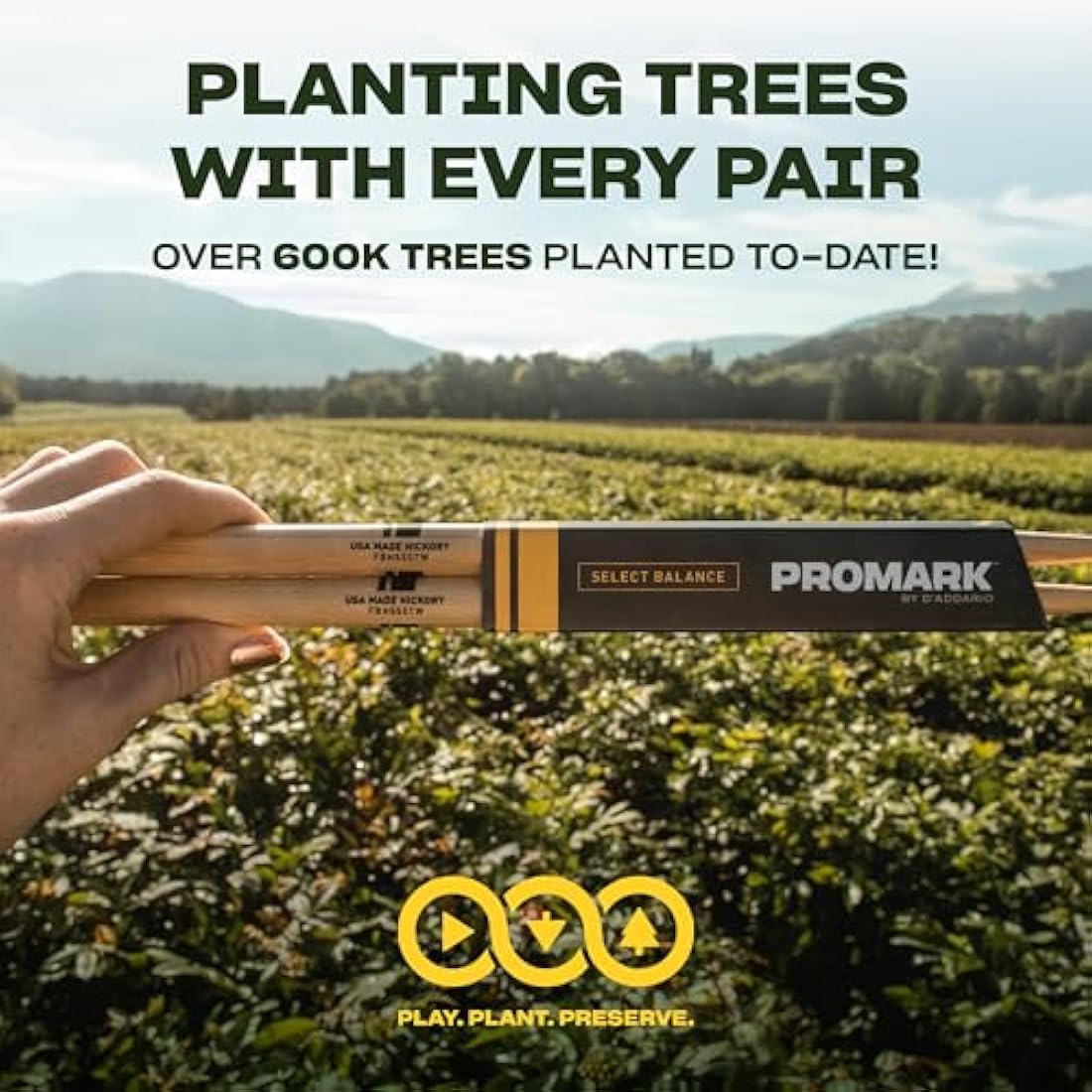 ProMark Rebound 7A Drumsticks – ActiveGrip Hickory Wood, Acorn Tip