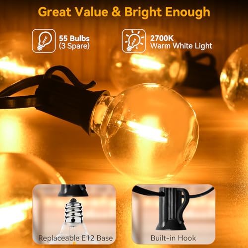 AVANLO 102FT LED Outdoor String Lights – Waterproof Festoon Garden Lights