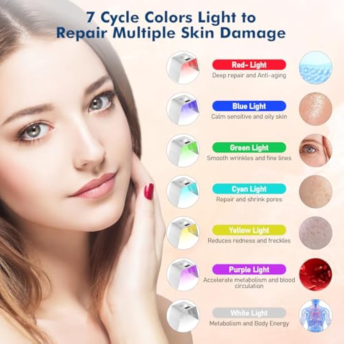Cozion 7-Color LED Light Therapy Mask | Hydrating Spray Facial Machine