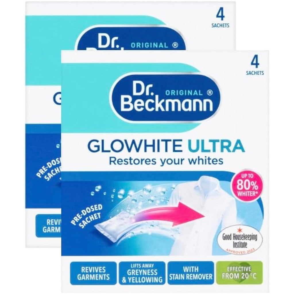 Dr. Beckmann Glowhite Ultra Fabric Whitener | Oxi-White - 8 x 40g Sachets