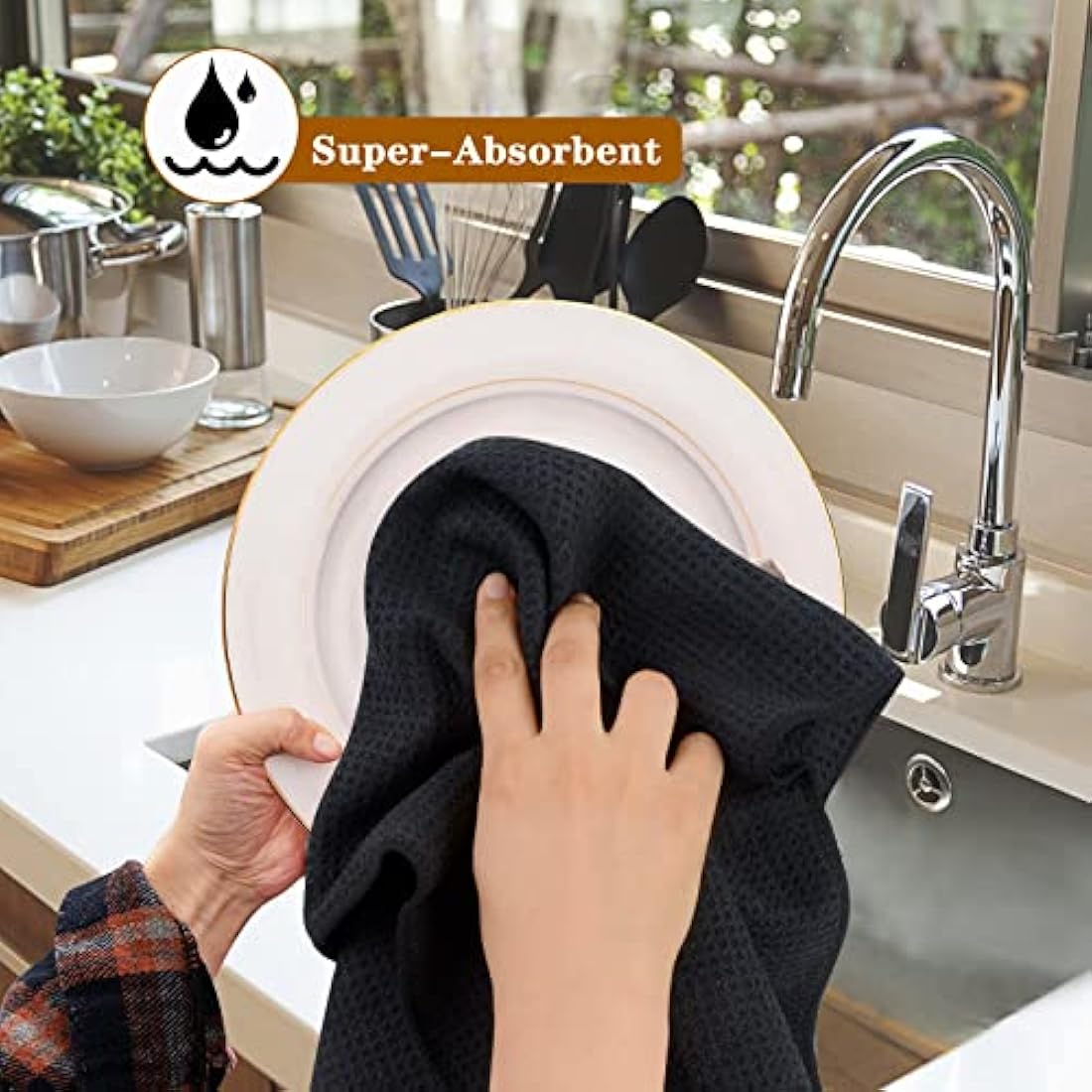 Jolof Store Microfibre Tea Towels – 6 Pack Waffle Weave Dish Cloths
