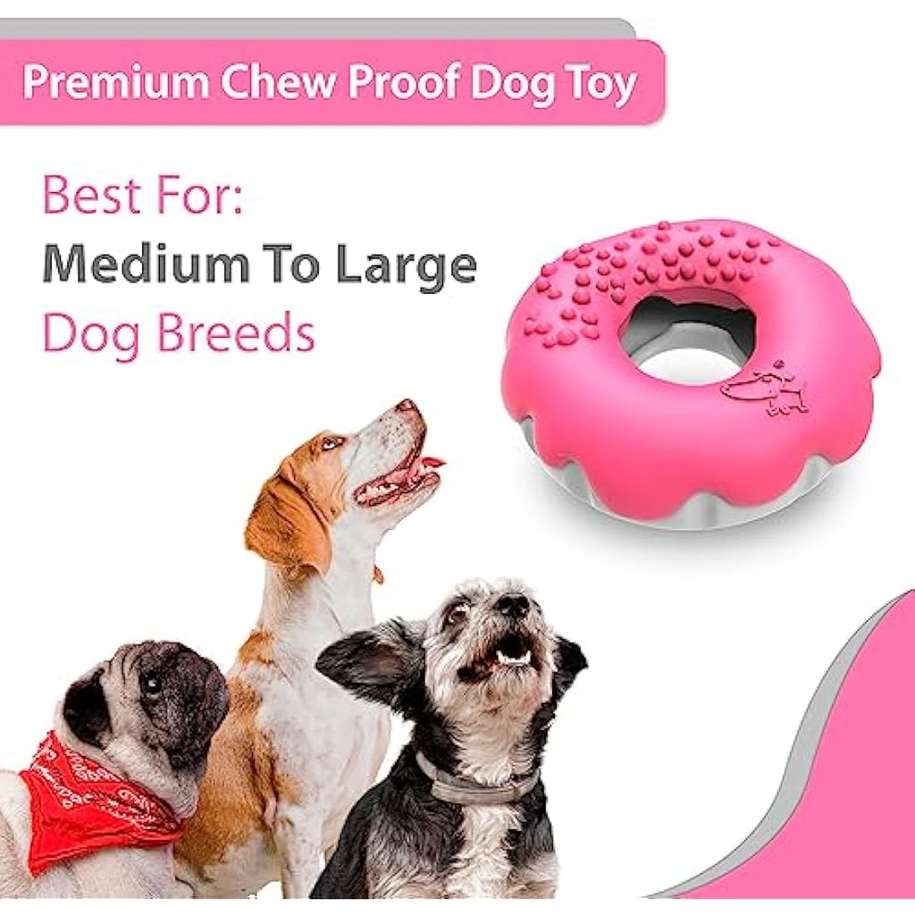 Indestructible Dog Toy – Interactive Treat Dispenser, Pink