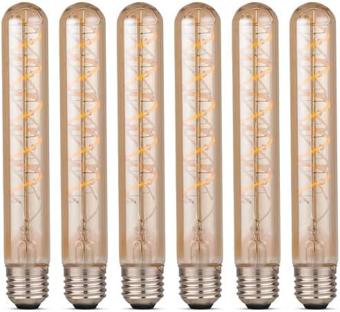 CROWN LED 6-Pack E27 Flute Tube Light Bulbs – Warm White Vintage Glass