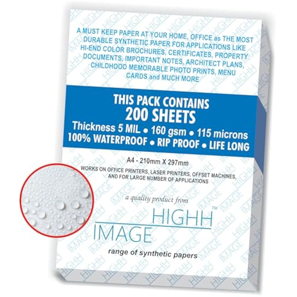 HIGHH Image Waterproof Synthetic Paper | A4 160 GSM Laser Printer 200pk