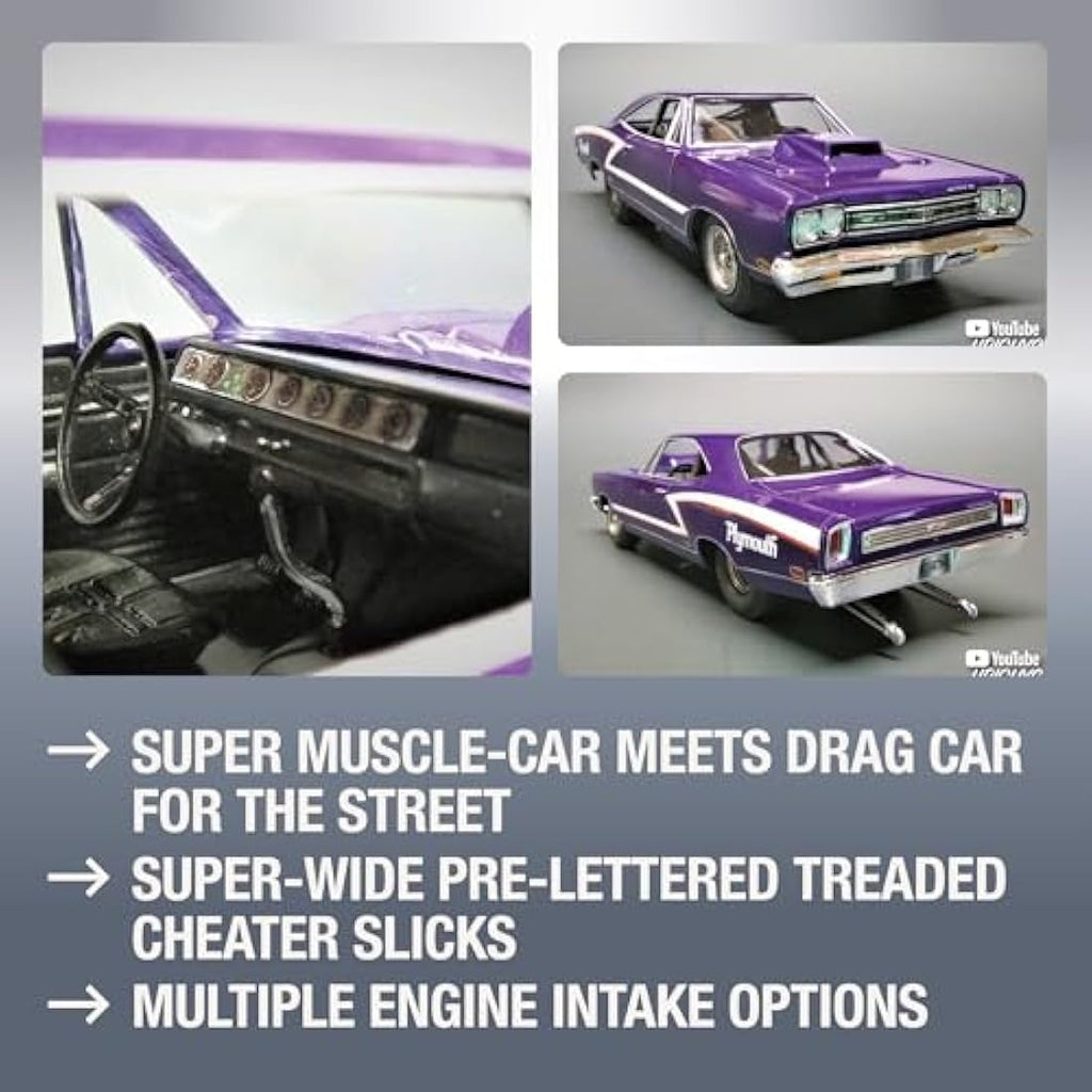 AMT 1969 Plymouth GTX Hardtop Pro Street 1:25 Scale Model Building Kit