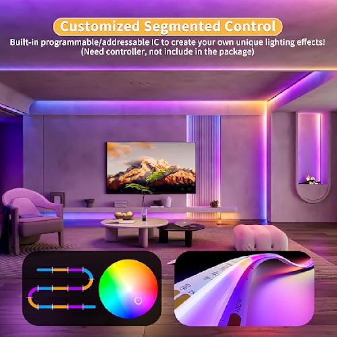 PAUTIX RGBIC COB LED Strip Light – 10M Addressable 24V Flexible Tape