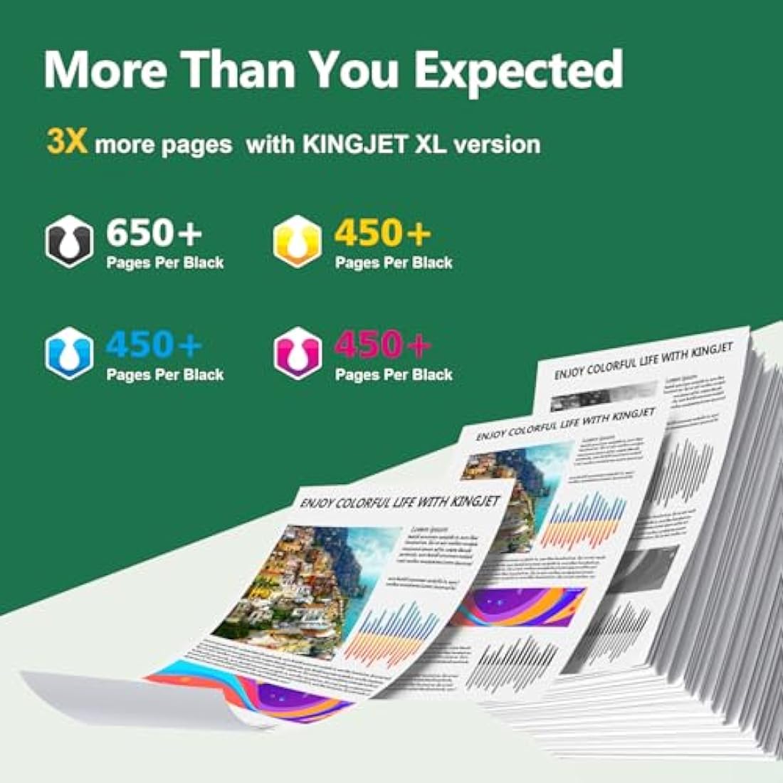 KINGJET 305XL Ink Cartridges Black & Colour for HP DeskJet and Envy