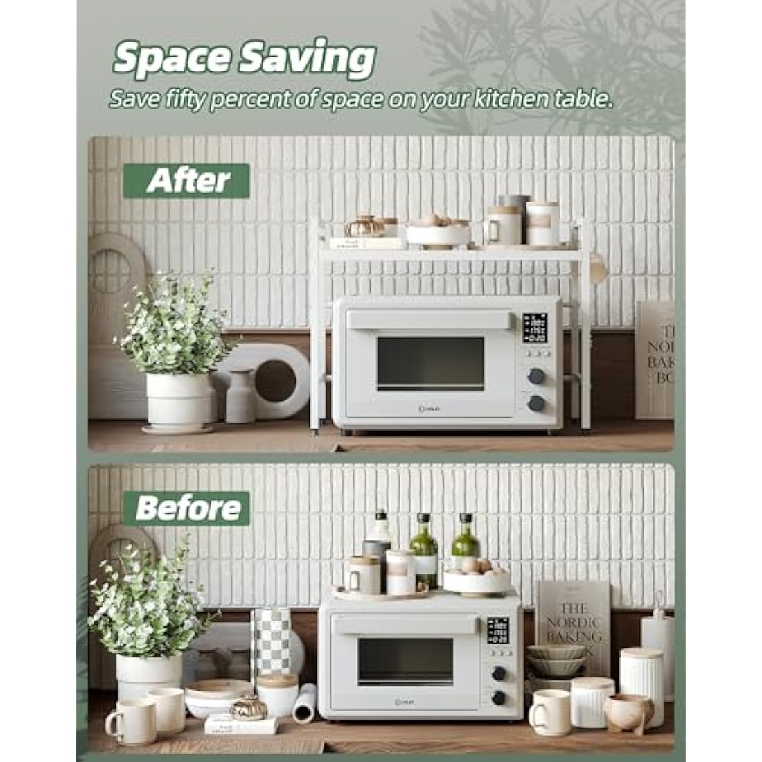 NETEL Expandable Microwave Shelf | 2-Tier Carbon Steel Kitchen Rack