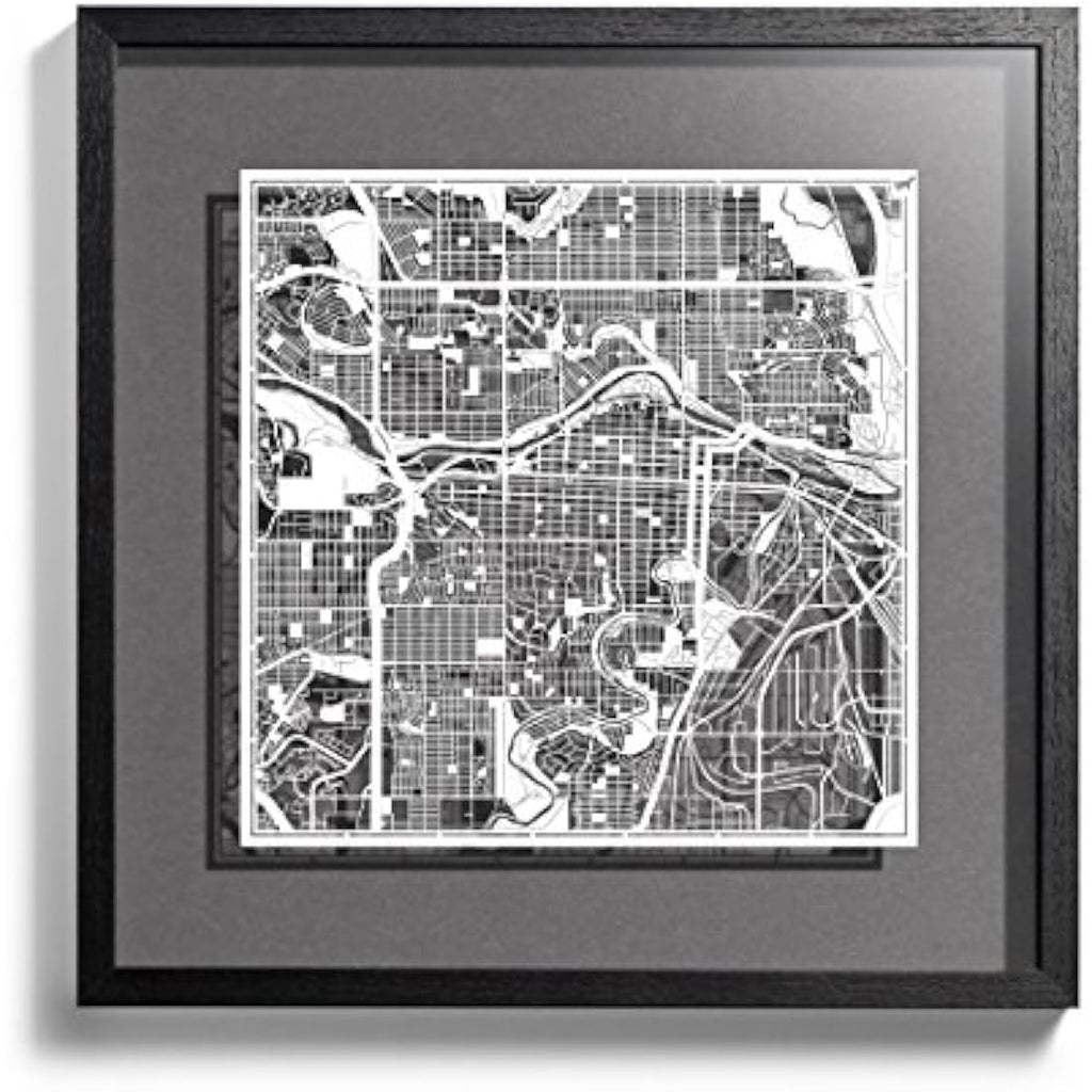 Calgary Paper Cut City Map -  Minimalist Wall Art 30x30cm
