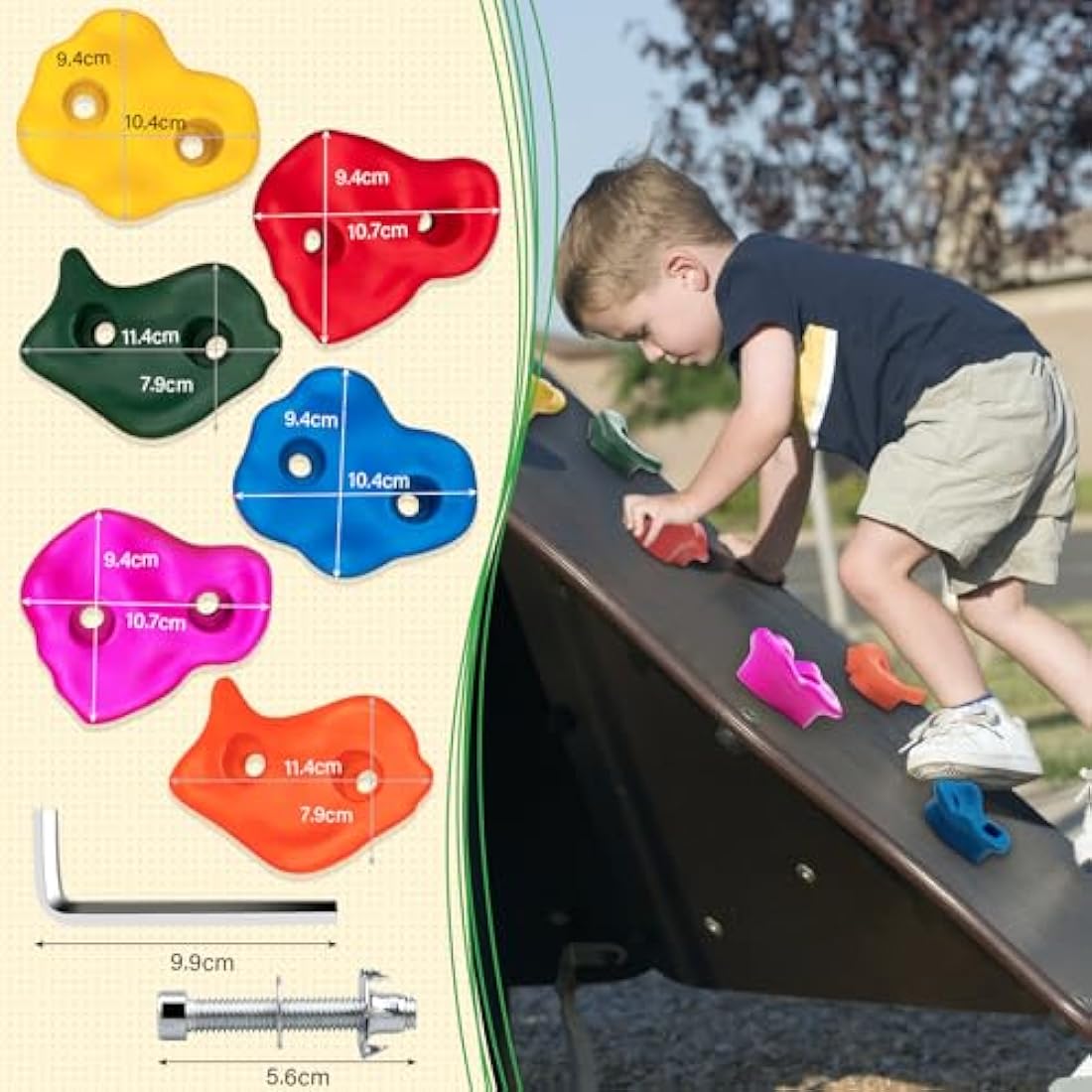 Trymaker Rock Climbing Holds - Indoor and Outdoor Kids Climbing Set