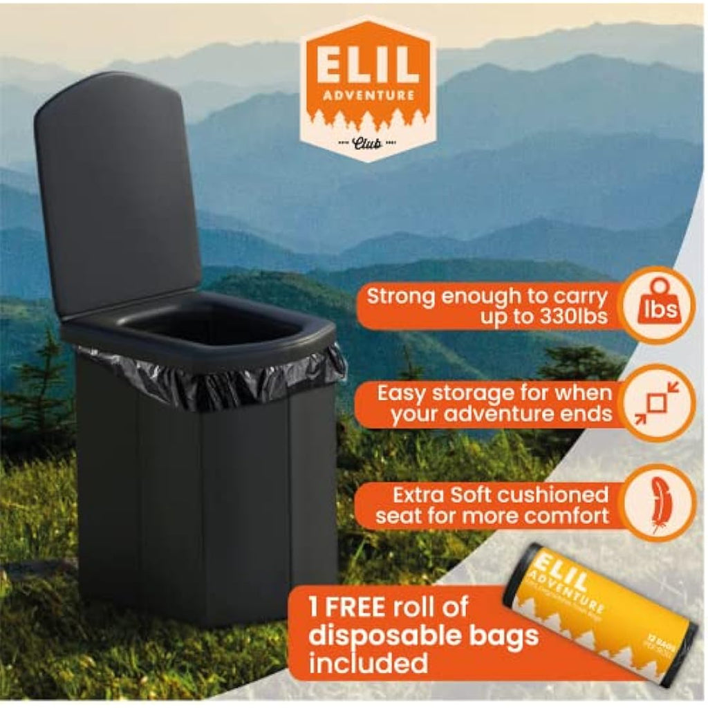 Jolof Store Portable Camping Toilet – Extra Tall Folding Potty with Lid