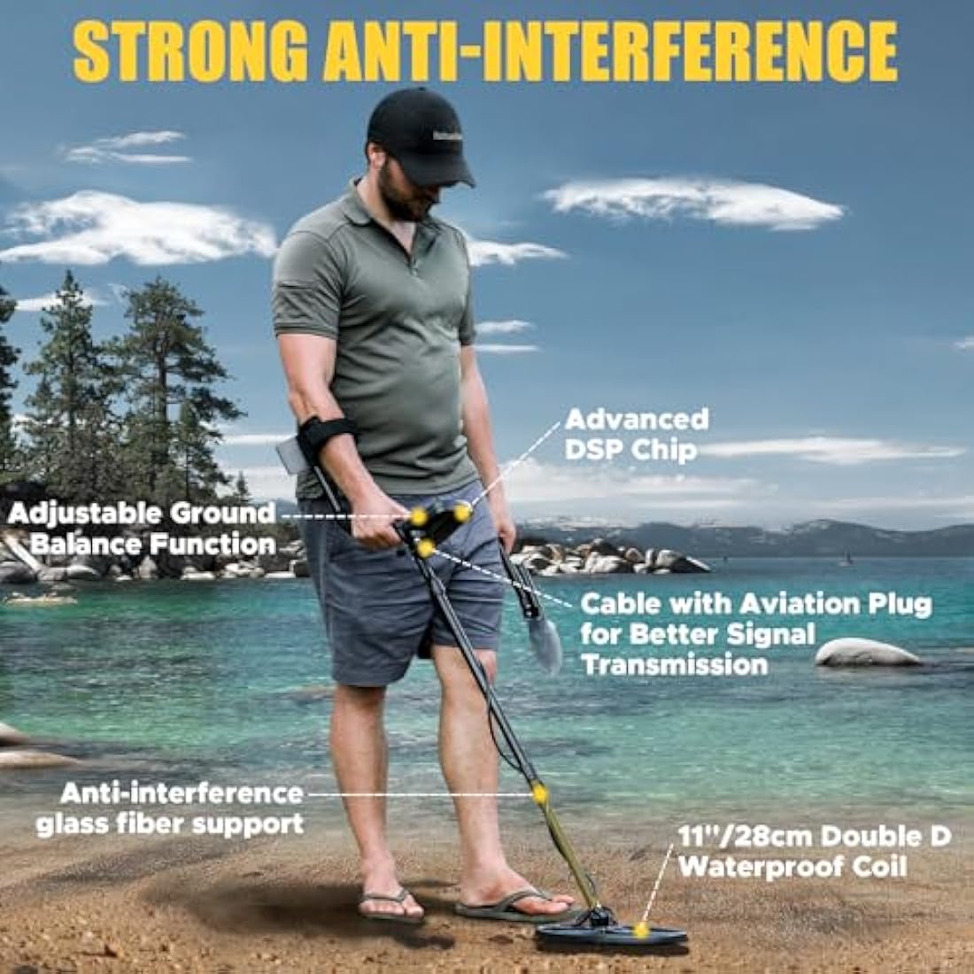 Hazlewolke Professional Metal Detector | 11" Waterproof Coil Gold Finder