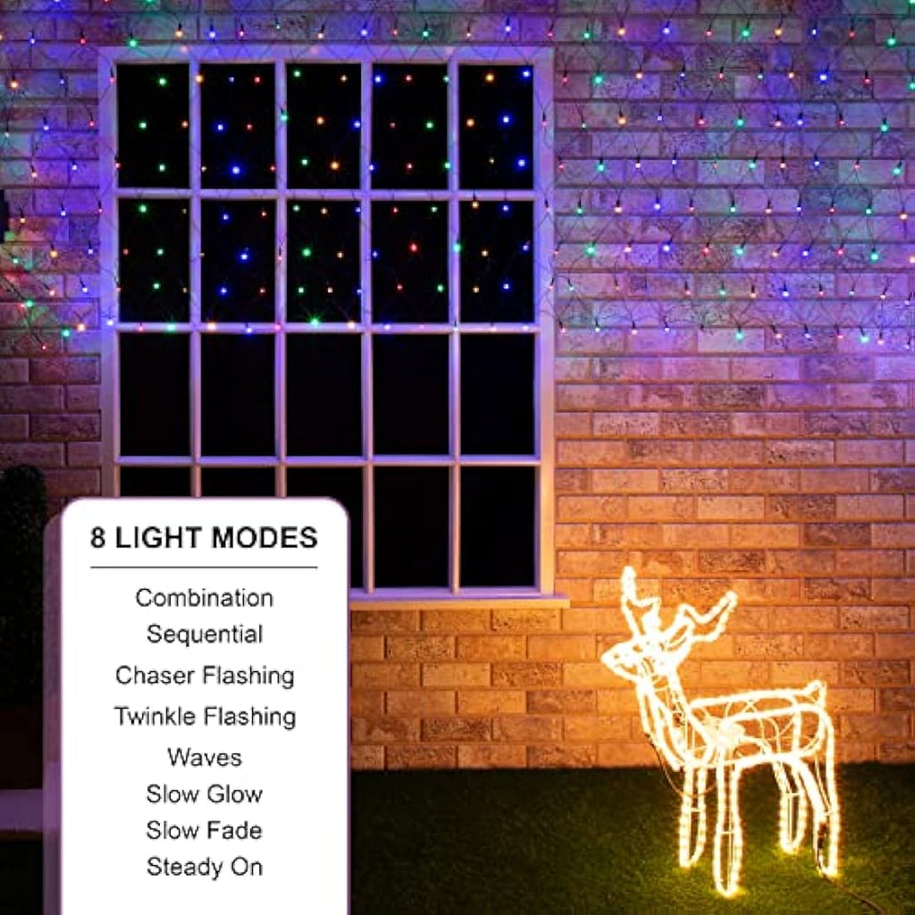 Jolof Store 180 LED Multi-Coloured Christmas Net Lights – 1.8 x 1.2m