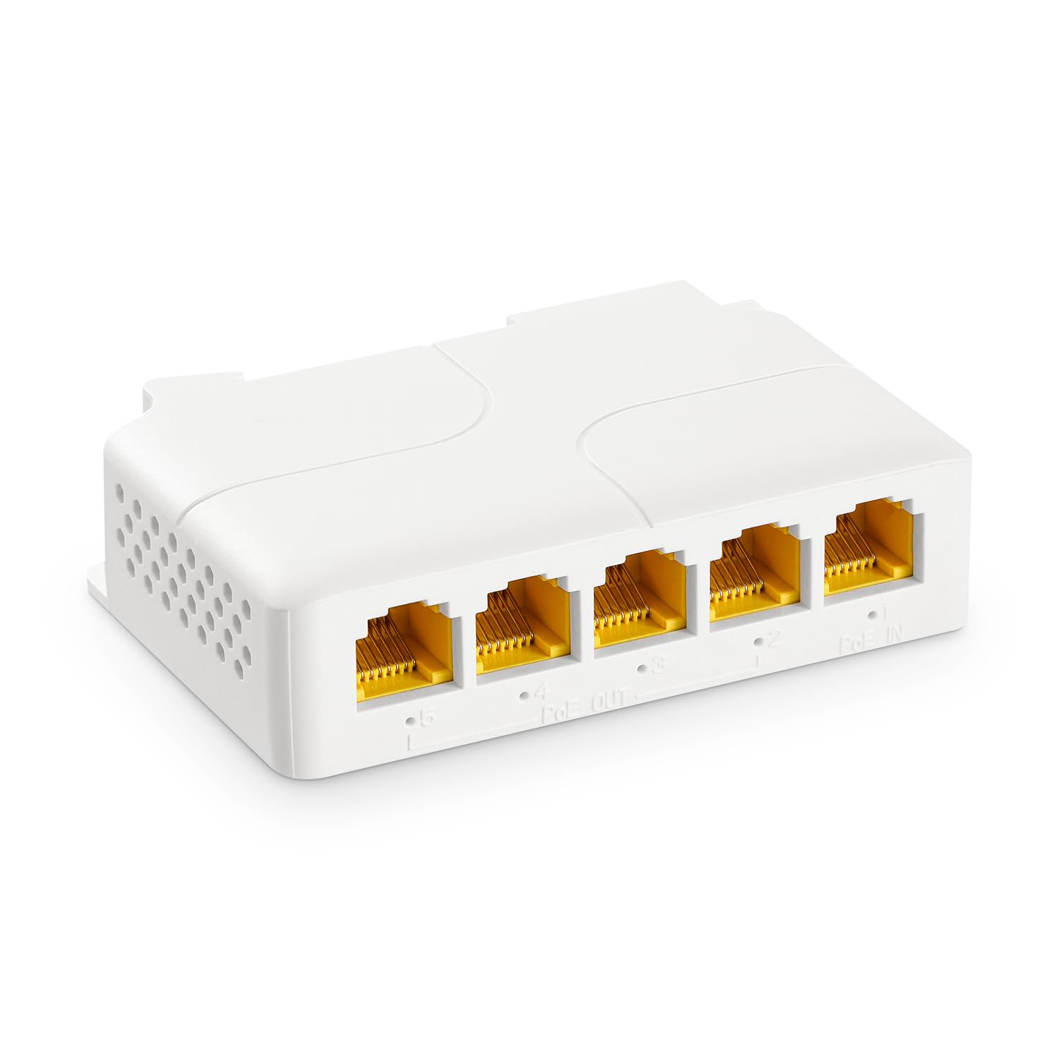 YuLinca 5 Port Gigabit PoE Extender | 90W 1-in 4-out Repeater | Wall Mount