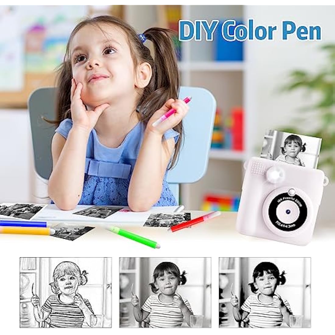 Kids Instant Print Camera – 1080P Digital Toy with 32GB Card