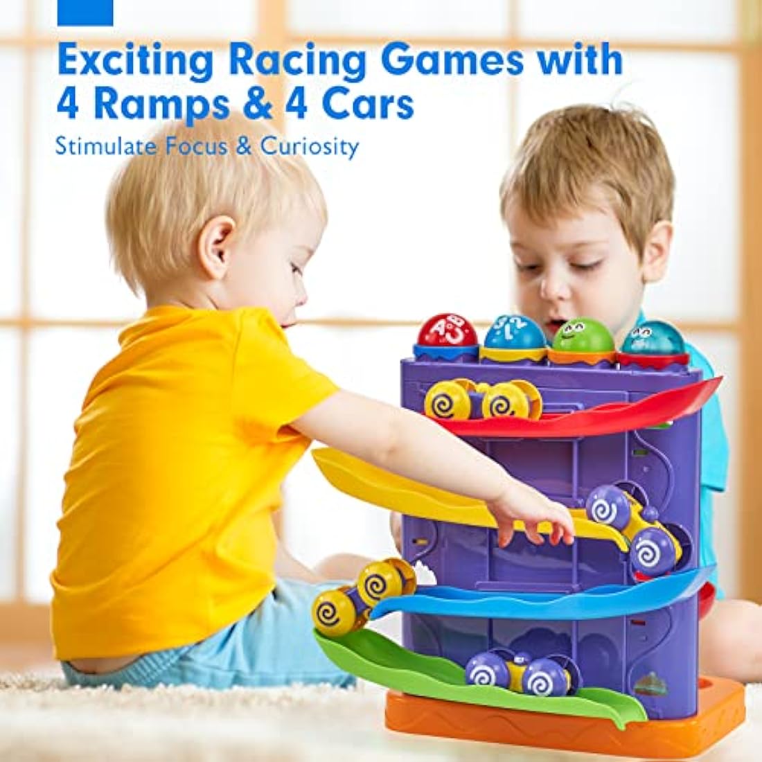 Hahaland 2-in-1 Pound a Ball & Car Ramp Race Track Montessori Toy