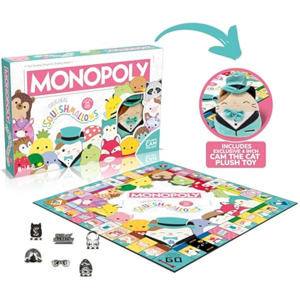 Monopoly Squishmallows Board Game – Hasbro Classic with 6 Metal Tokens