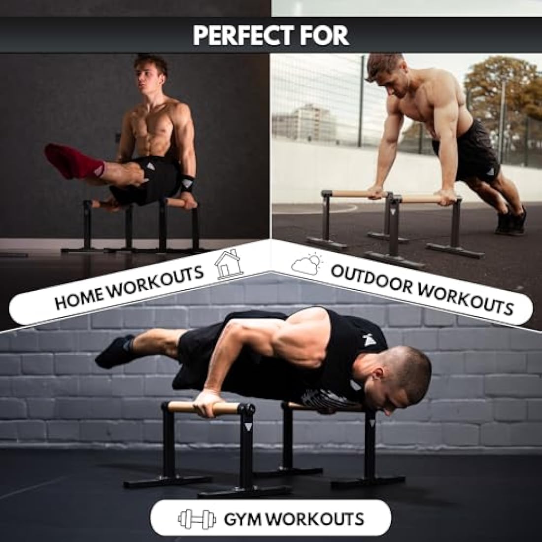 GORNATION Wooden Parallettes – Non-Slip Calisthenics Push-Up Bars