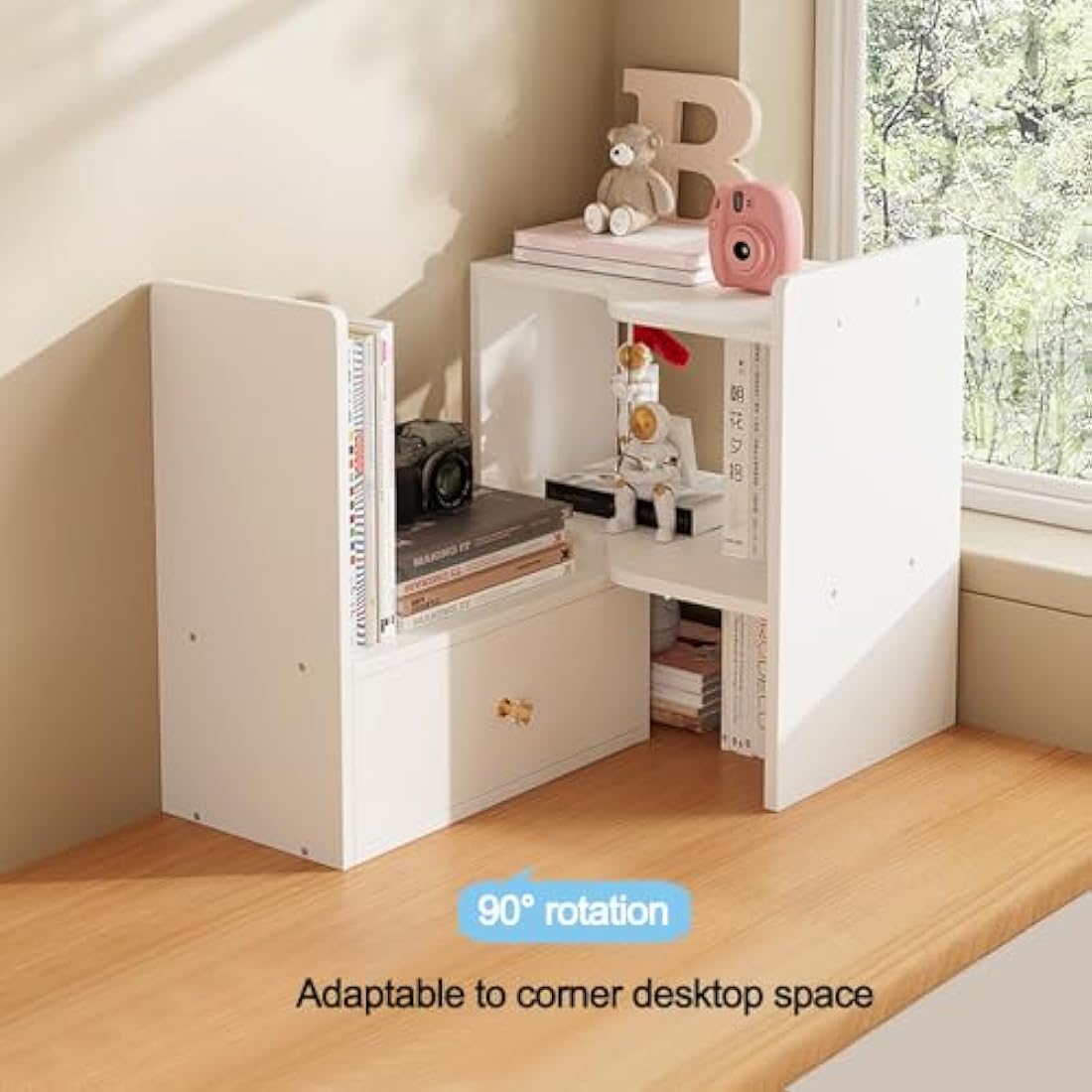 Jolof Store Adjustable Desktop Bookshelf – Expandable MDF Desk Organizer