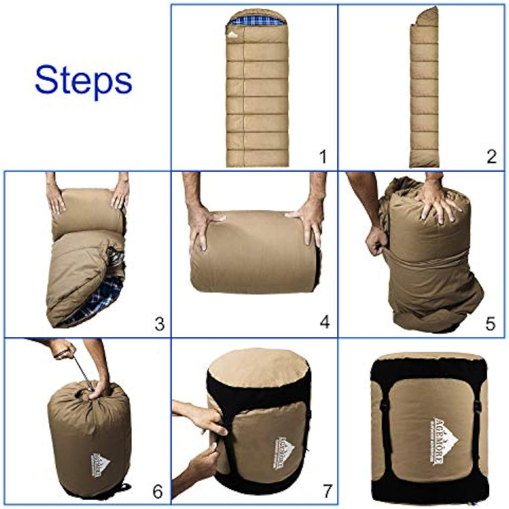 MCOTA Canvas Winter Sleeping Bag | 0 Degree Flannel Lined Big and Tall