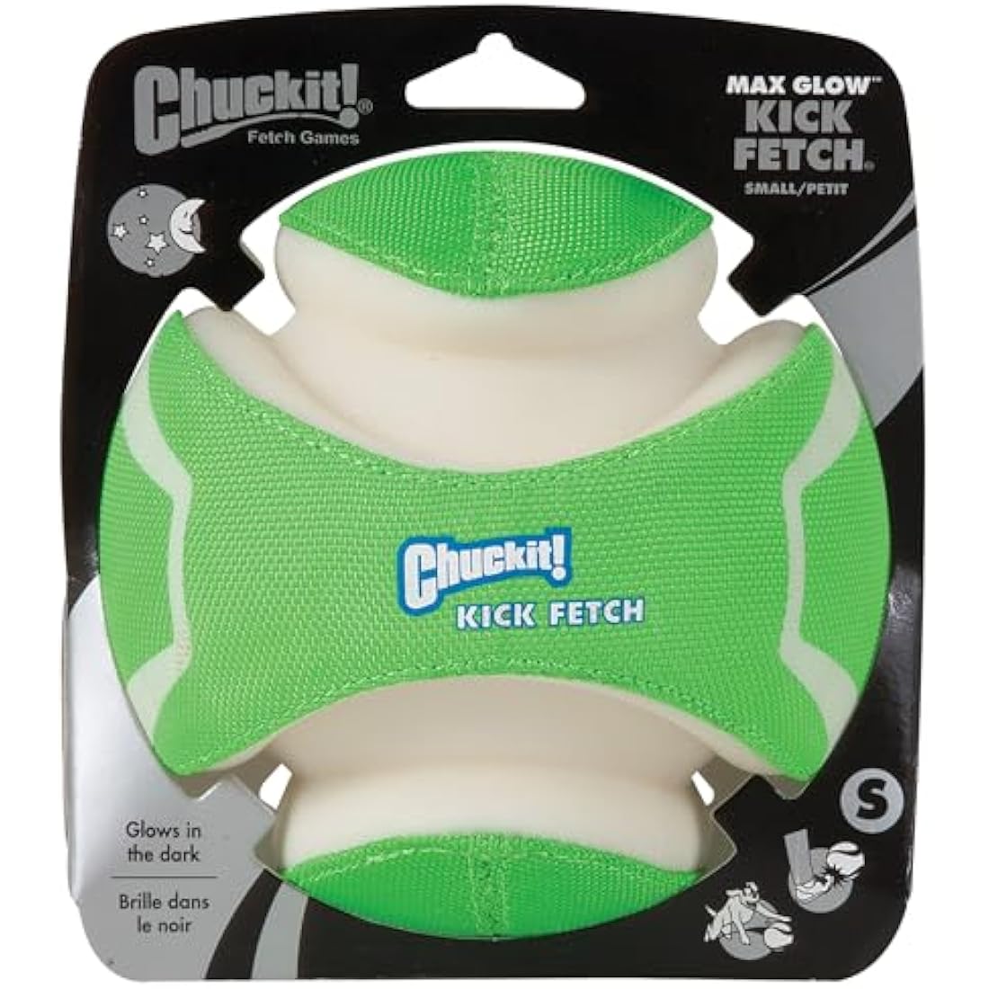 Chuckit! Max Glow Kick Fetch Ball - Durable Glow Dog Toy, Small