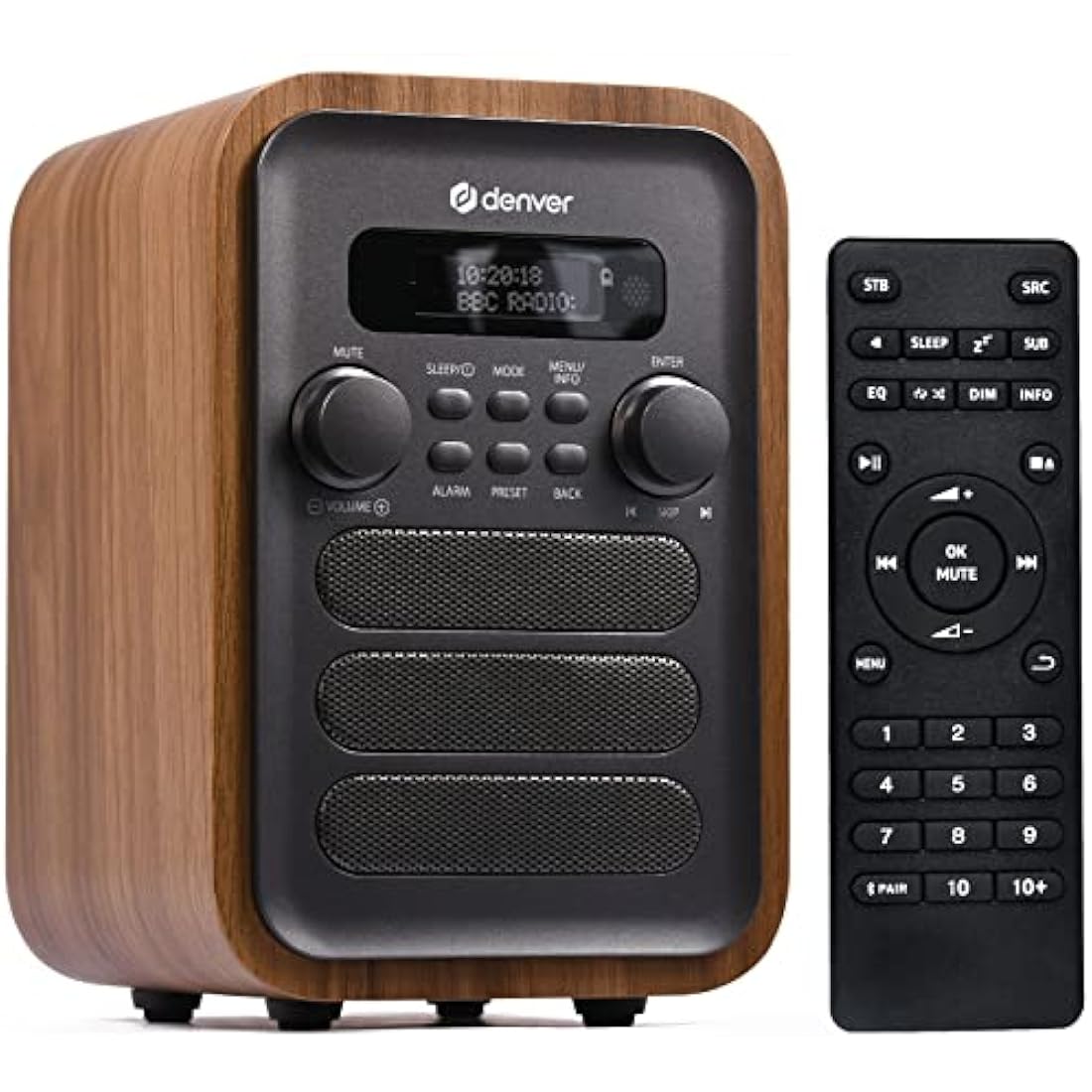 Denver DAB-48 Digital Radio – Bluetooth Speaker & Alarm Clock with Remote
