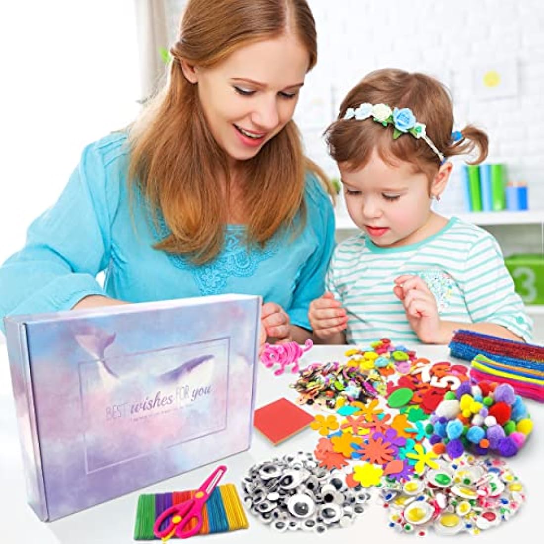 2000+ Pcs Kids Craft Supplies Kit - DIY Art Box Ages 4-8