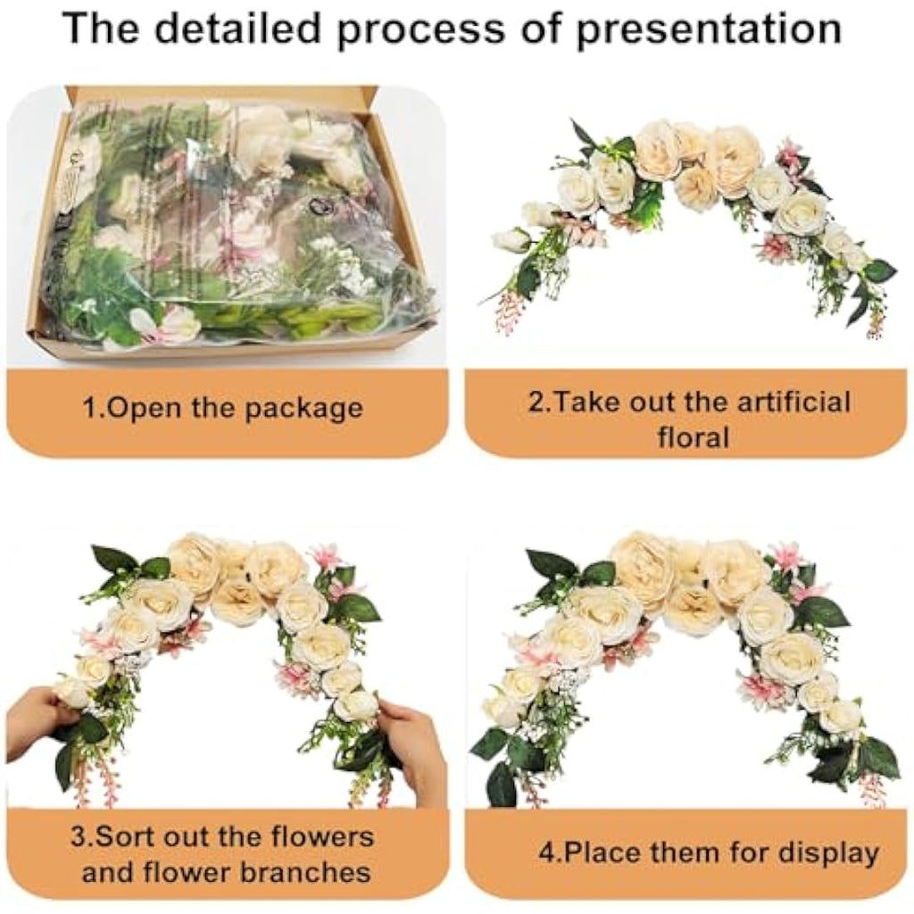 Jolof Store Champagne Peony Wedding Arch Flowers – 60cm Floral Swag