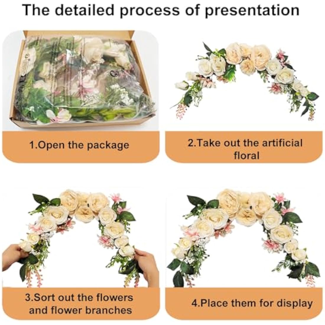 Jolof Store Champagne Peony Wedding Arch Flowers – 60cm Floral Swag