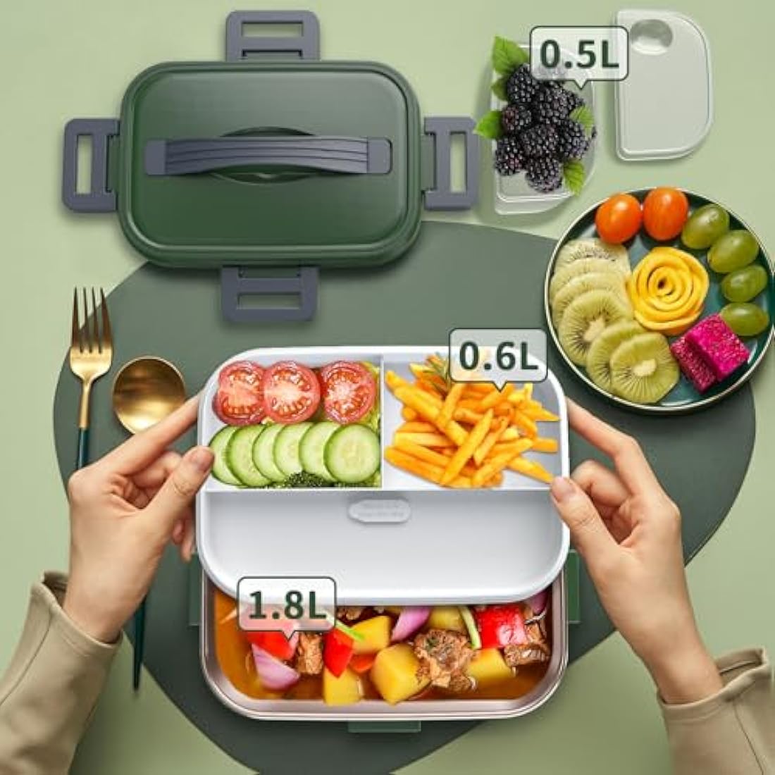 SOOOEC 100W Electric Heated Lunch Box | 1.8L Portable Food Warmer for Car