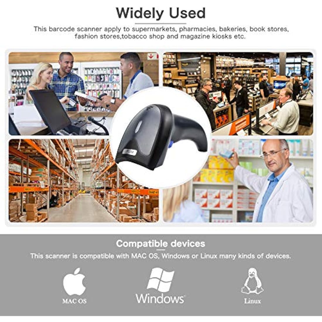 NETUM 2D QR Barcode Scanner – Handheld USB Wired Imager for POS