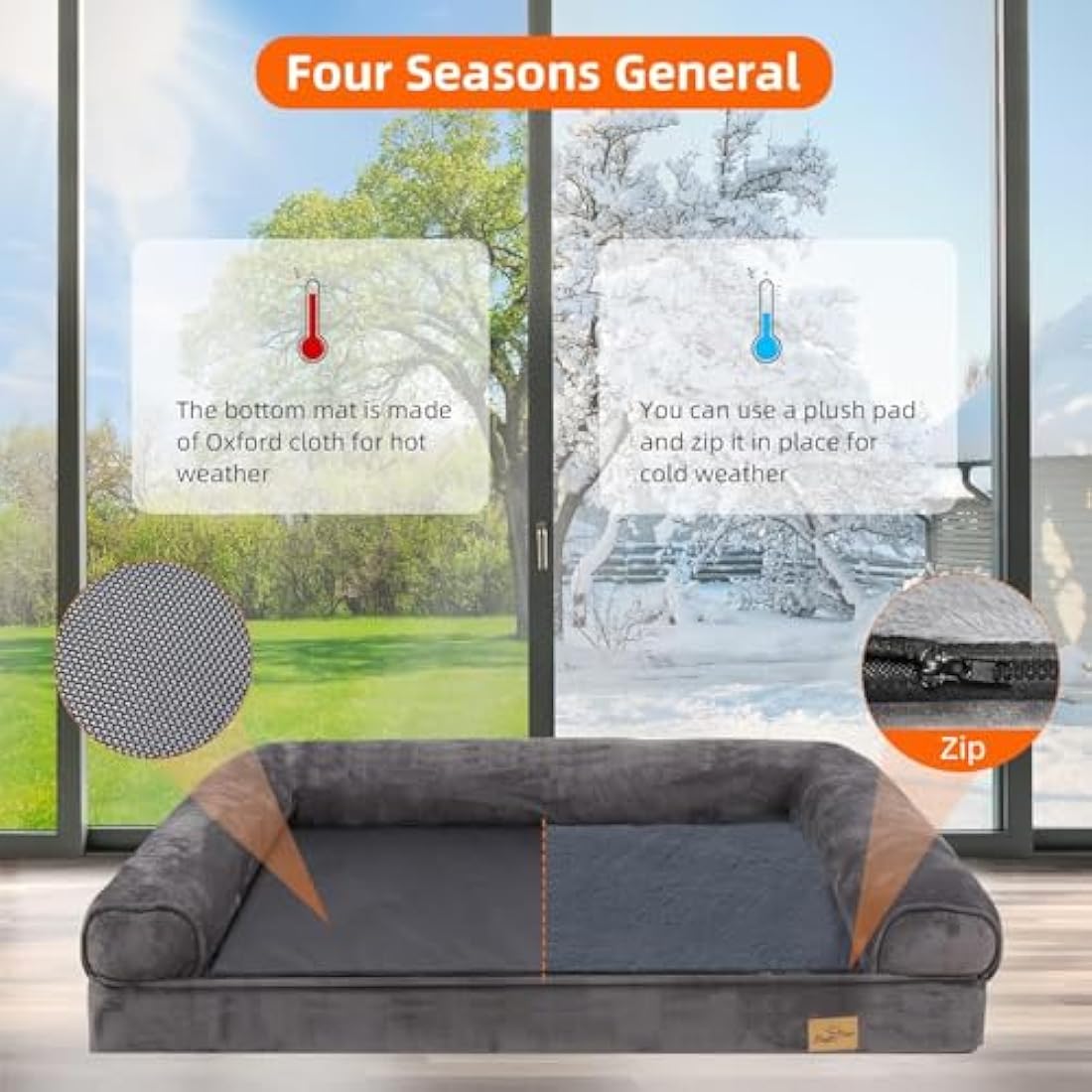 BingoPaw Orthopedic Memory Foam Dog Sofa Bed | Waterproof & Washable XL