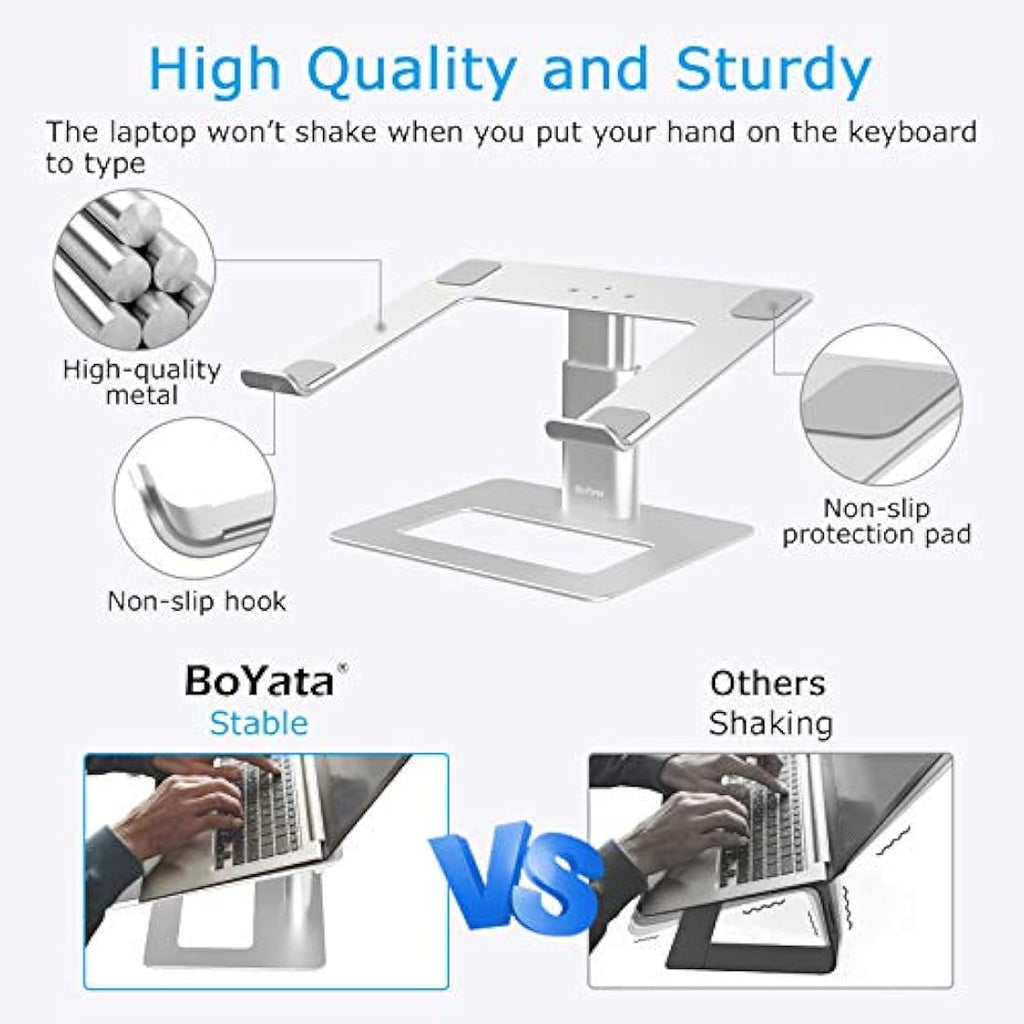 BoYata Laptop Stand – Height Adjustable Ergonomic Cooling Riser