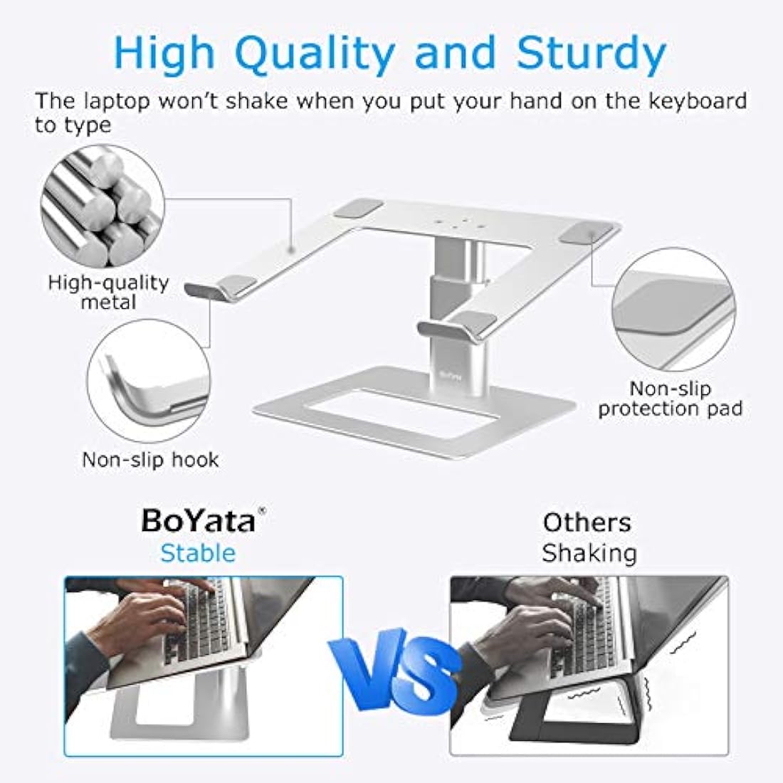BoYata Laptop Stand – Height Adjustable Ergonomic Cooling Riser