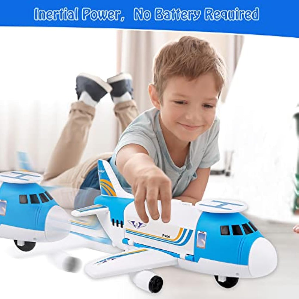m zimoon DIY Transport Cargo Airplane Toy Set with 4 Cars & Helicopter