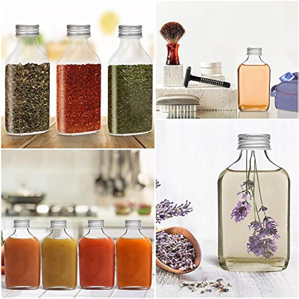 BELLE VOUS 50 Pack 100ml Glass Flask Liquor Bottles with Funnel & Caps
