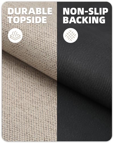 Color&Geometry Woven Runner Rug – Non-Slip Washable Kitchen Mat, Khaki