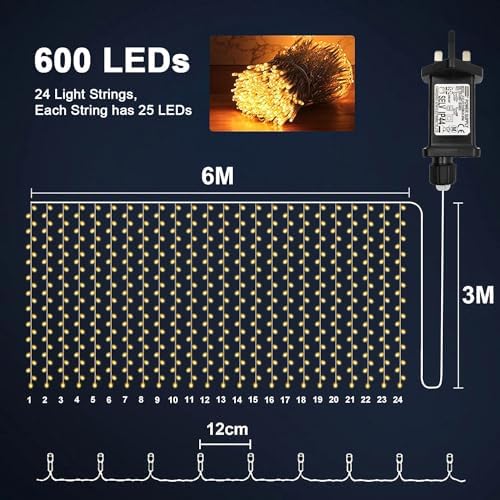 Yowin 2-Pack Curtain Lights | 600 LED 6m x 3m Waterproof Fairy Lights