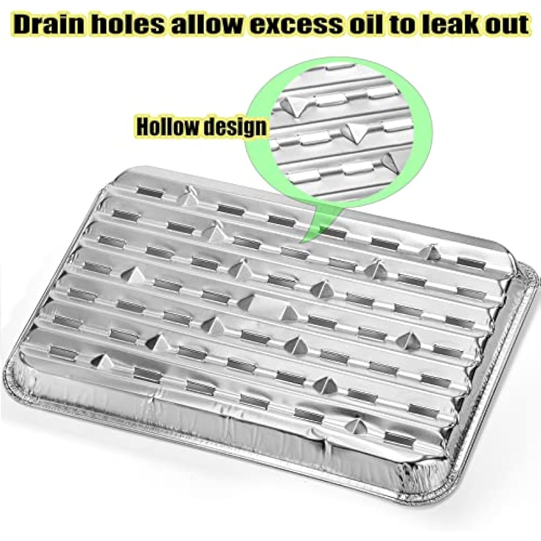 Yesland 30 Pack Disposable Aluminum Grill Trays with Holes for BBQ