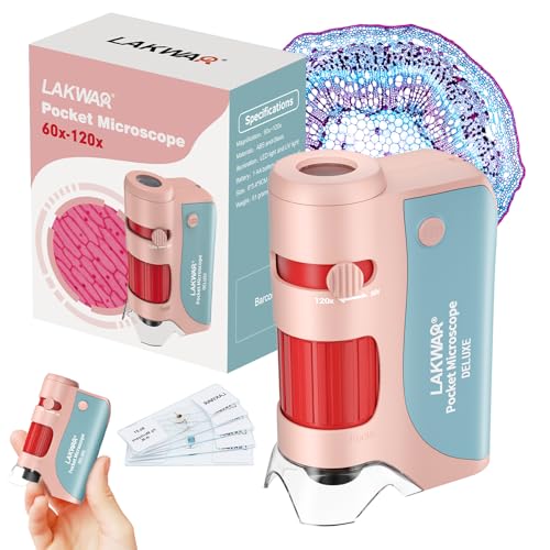 Jolof Store 60x-120x Mini Pocket Microscope with 5 Prepared Slides