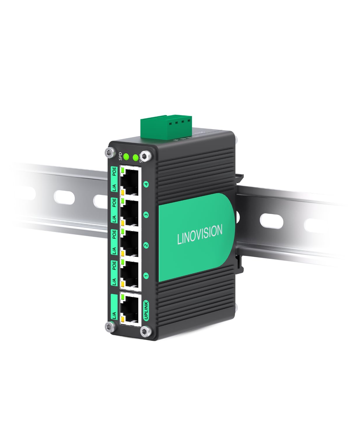 LINOVISION Industrial 5-Port Gigabit Solar PoE Switch with Voltage Booster