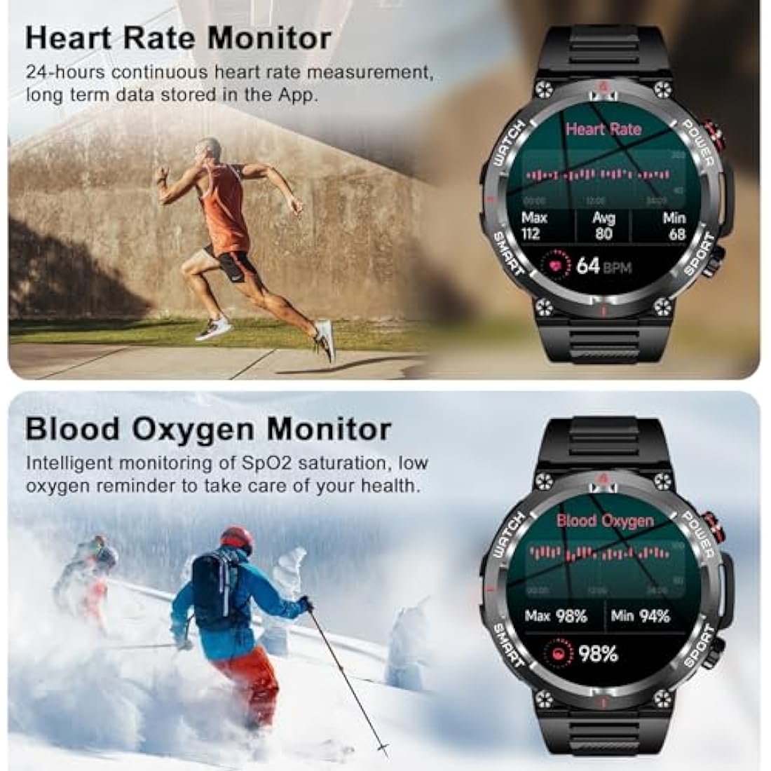 Blackview W50 Military Smart Watch for Men | Rugged 1.39" HD Fitness Tracker