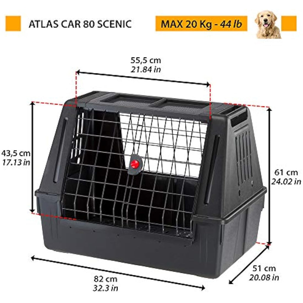 Ferplast Atlas Car Scenic 80 Dog Carrier - Ventilated Car Crate - 82cm