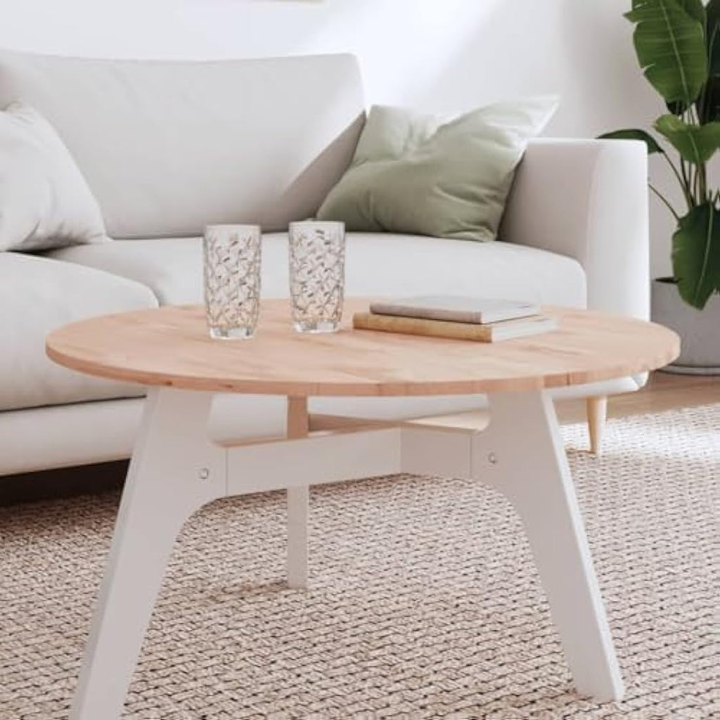 Jolof Store Round Beech Wood Table Top – 80cm Natural Coffee Table