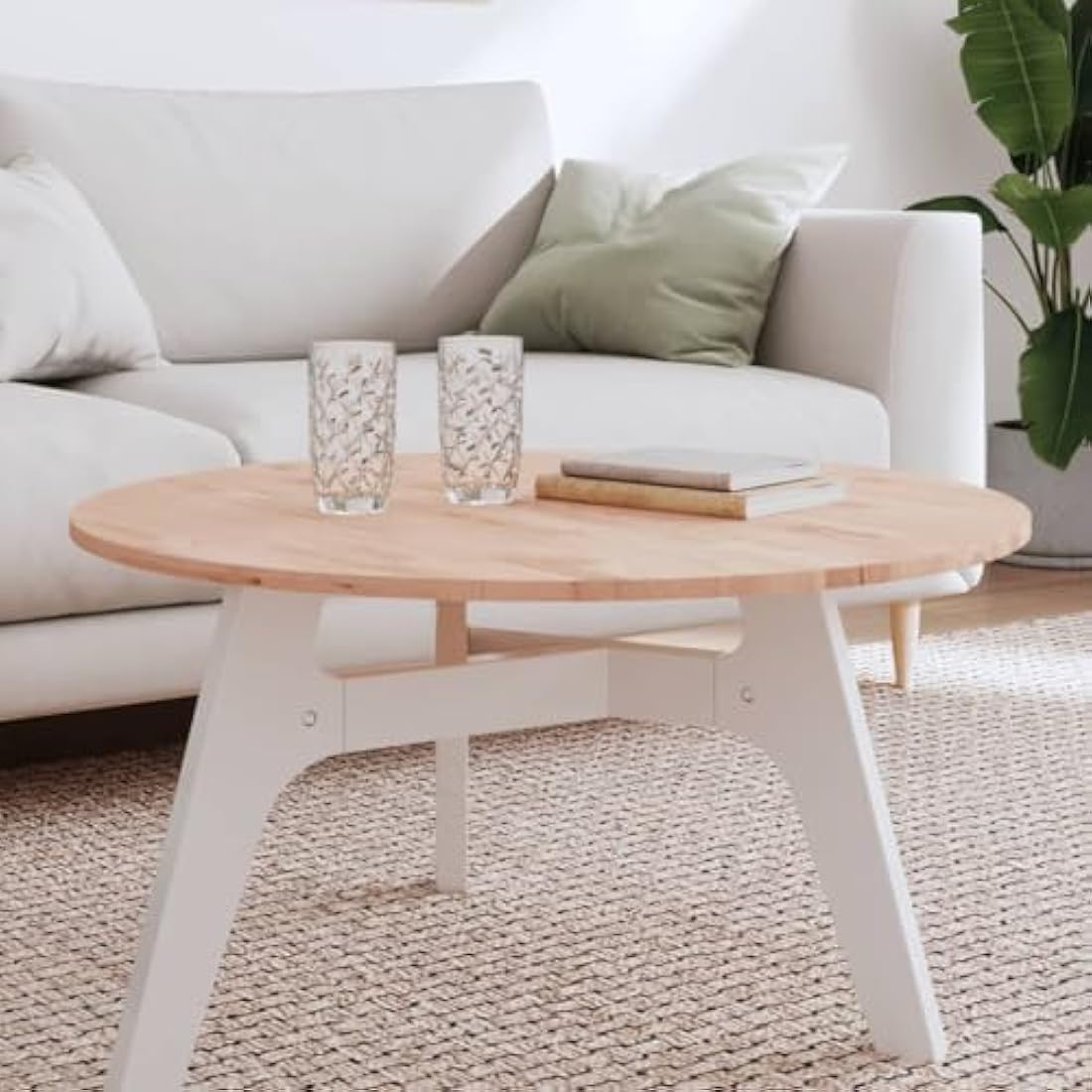 Jolof Store Round Beech Wood Table Top – 80cm Natural Coffee Table