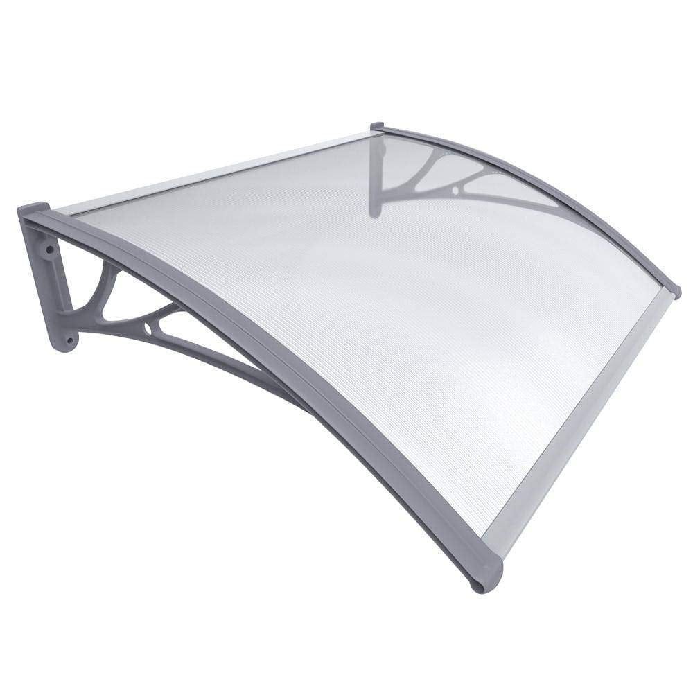 VOUNOT Front Door Canopy - 100x80cm Polycarbonate Outdoor Awning, Grey