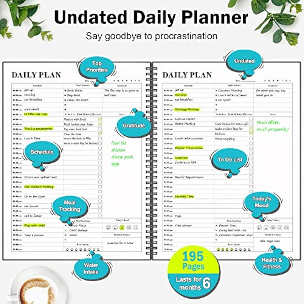 Undated Daily Planner – 8.5x11 Hourly Schedule & ADHD Organizer