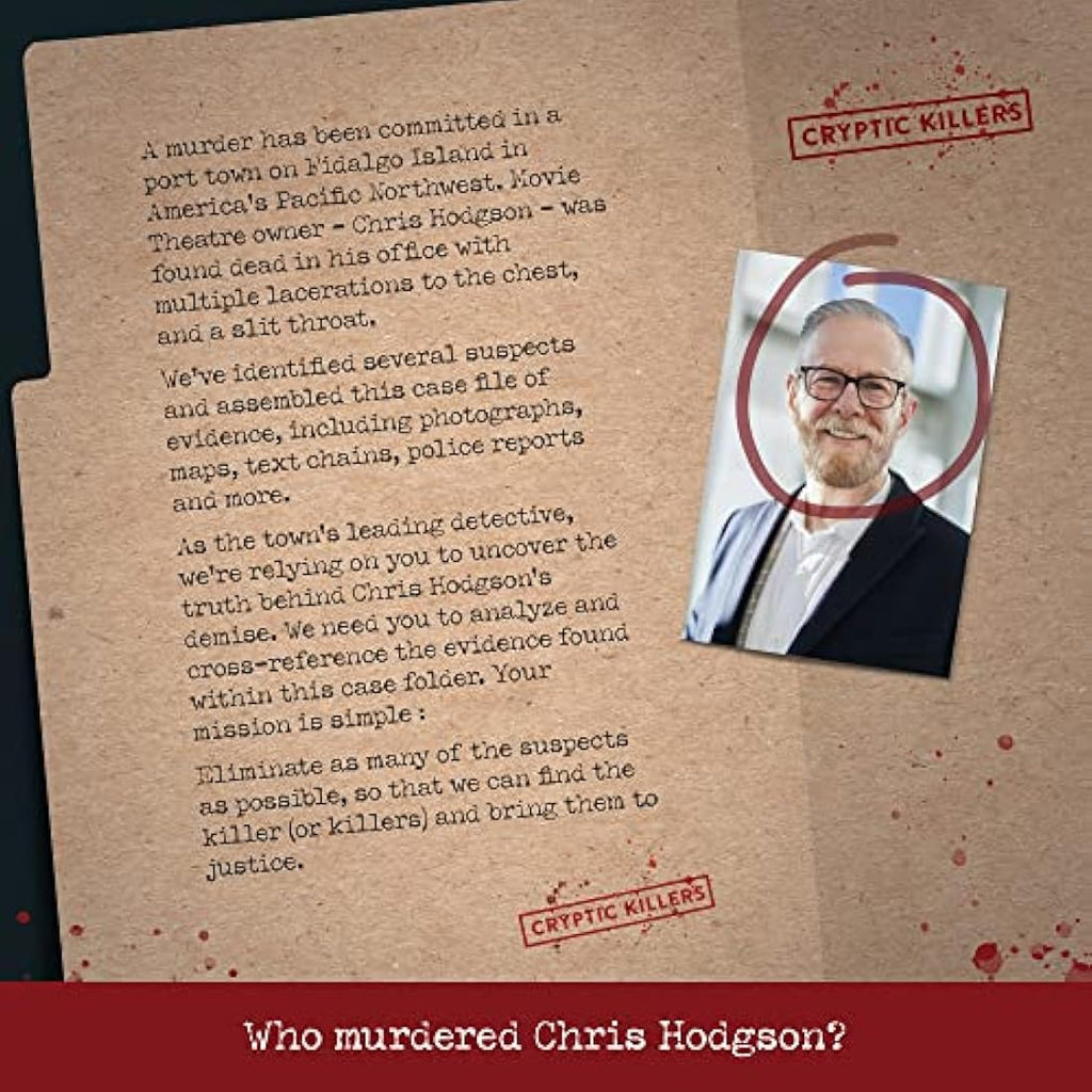 Cryptic Killers Murder Mystery Game – Movie Theater Cold Case File